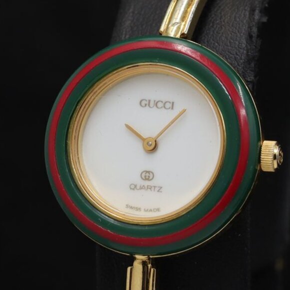Vintage Gucci, changeable bezel, 1100-L, bangle watch, QZ, white dial - Picture 2 of 5